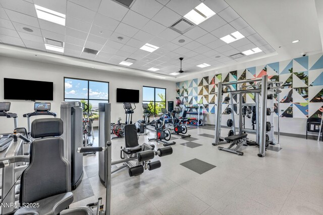 2109 Cast Iron Dr, Reno, NV 89521 - workout area featuring a paneled ceiling and baseboards