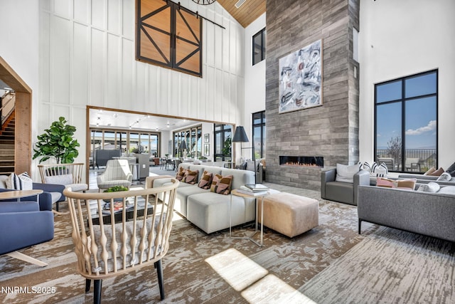 2109 Cast Iron Dr, Reno, NV 89521 - living room with high vaulted ceiling and a fireplace