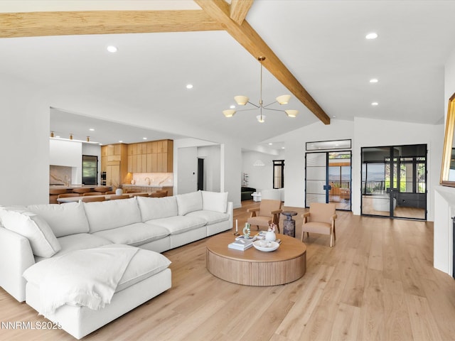 3662 Spirit Bluff Ct, Reno, NV 89511 - living area with light wood-style flooring, recessed lighting, and a chandelier