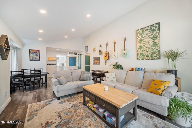 2787 Randolph Dr, Reno, NV 89502 - living room with recessed lighting, wood finished floors, and vaulted ceiling