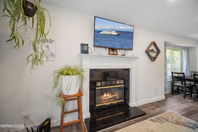 2787 Randolph Dr, Reno, NV 89502 - detailed view of a tiled fireplace and wood finished floors