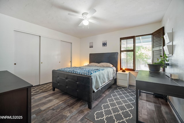 2787 Randolph Dr, Reno, NV 89502 - bedroom featuring wood finished floors, a closet, and ceiling fan