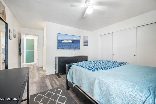 2787 Randolph Dr, Reno, NV 89502 - bedroom with wood finished floors, a closet, and ceiling fan