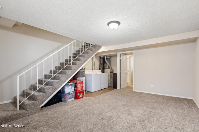 1414 E 9th St Unit 4, Reno, NV 89512 - finished basement with washer and dryer, carpet flooring, stairs, and a textured ceiling
