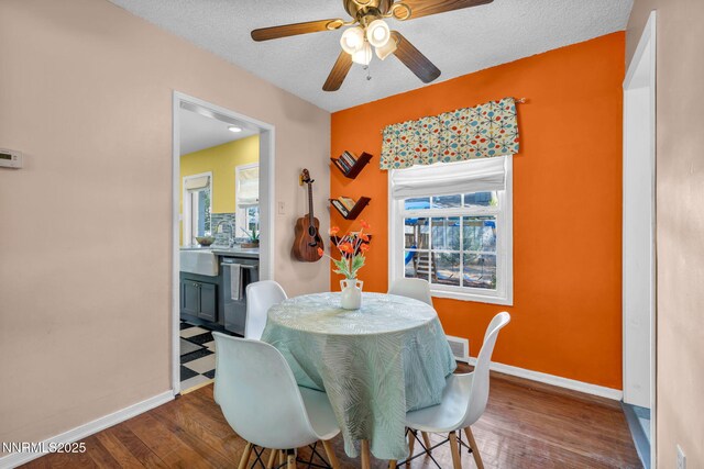 1725 Westfield Ave, Reno, NV 89509 - dining space featuring ceiling fan, wood finished floors, and a textured ceiling