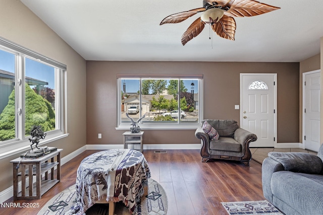 7358 Rubens Ct, Sun Valley, NV 89433 - living area with wood finished floors and a ceiling fan