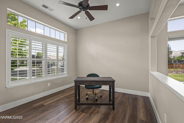 1660 Murrieta Ct, Reno, NV 89521 - home office with recessed lighting, a ceiling fan, and wood finished floors
