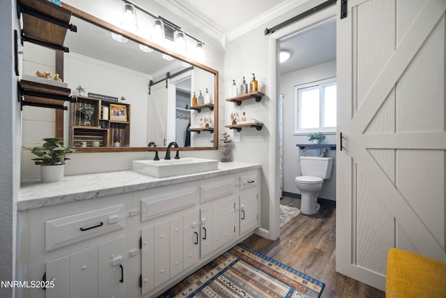 1165 Autumn Hills Dr, Reno, NV 89511 - bathroom featuring ornamental molding, wood finished floors, and vanity