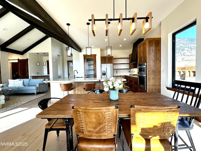 2935 Portrush Dr, Genoa, NV 89411 - dining space with light wood-type flooring and recessed lighting