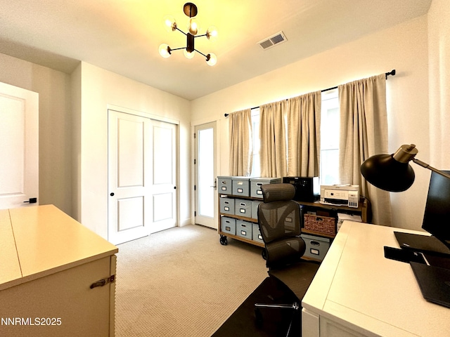 5454 Side Saddle Trl, Reno, NV 89511 - office space with light carpet, a chandelier, and healthy amount of natural light