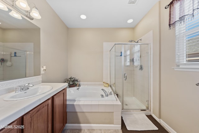 164 Oakridge Dr, Dayton, NV 89403 - full bath featuring a bath, a stall shower, and vanity