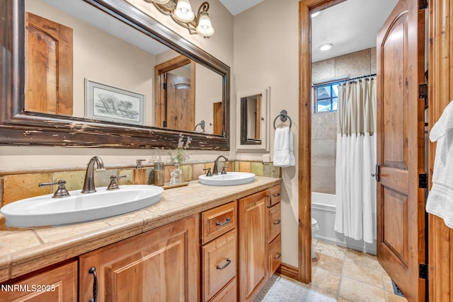 186 Carleton Ct, Reno, NV 89511 - full bathroom with double vanity and shower / bathtub combination with curtain