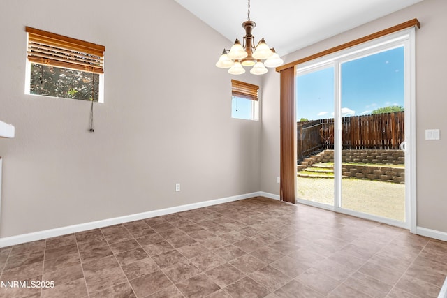 5287 Vidette Meadows Dr, Sparks, NV 89436 - empty room featuring a chandelier and lofted ceiling