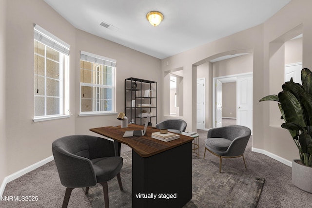 5287 Vidette Meadows Dr, Sparks, NV 89436 - office area featuring carpet flooring and arched walkways