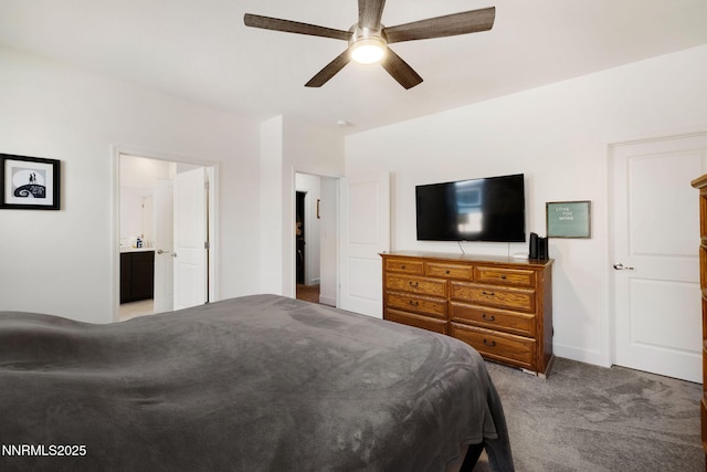 1149 Dapple Dr, Minden, NV 89423 - bedroom with carpet, ceiling fan, and connected bathroom