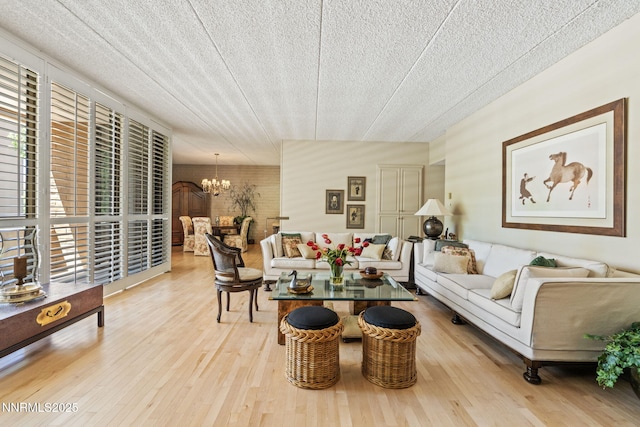 1200 Riverside Dr # 1232, Reno, NV 89503 - living room featuring a chandelier, a textured ceiling, and wood finished floors