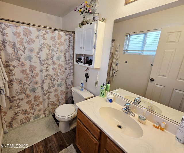 5776 Sculptor Ct, Sun Valley, NV 89433 - bathroom featuring wood finished floors, vanity, and curtained shower