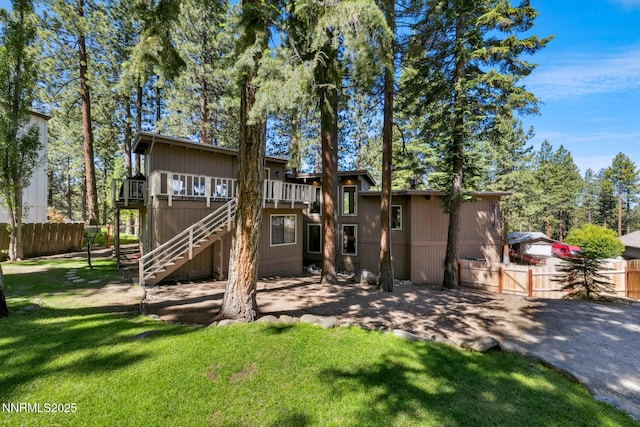 173 Hall Ct, Stateline, NV 89449 - back of house featuring stairs and a wooden deck