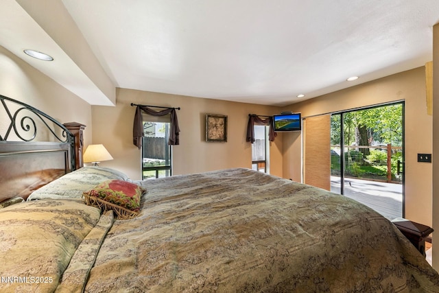 173 Hall Ct, Stateline, NV 89449 - bedroom with access to outside, multiple windows, and recessed lighting