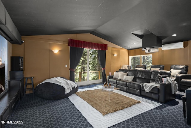 210 Allen Way, Incline Village, NV 89451 - carpeted home theater with a wall mounted AC and lofted ceiling
