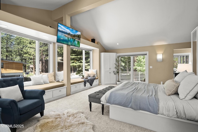 210 Allen Way, Incline Village, NV 89451 - carpeted bedroom featuring lofted ceiling and access to exterior