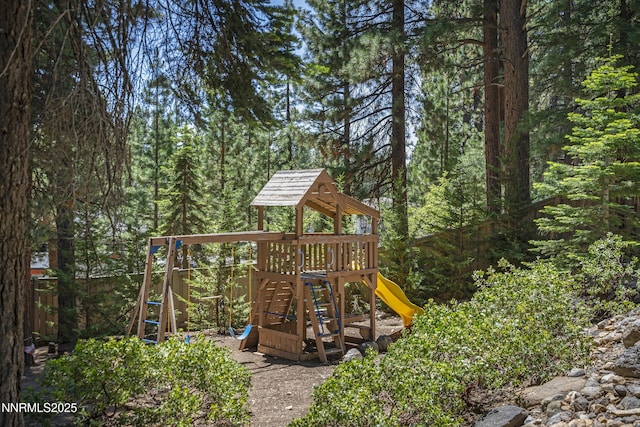 210 Allen Way, Incline Village, NV 89451 - view of playground with a wooded view