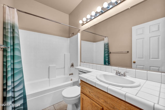 7449 Ambush Cir, Sparks, NV 89436 - bathroom featuring shower / tub combo, vanity, and tile patterned floors