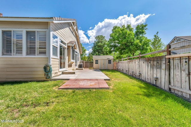 7449 Ambush Cir, Sparks, NV 89436 - fenced backyard with a patio area and a storage shed