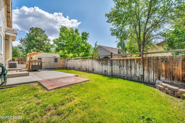 7449 Ambush Cir, Sparks, NV 89436 - fenced backyard featuring a patio and a shed
