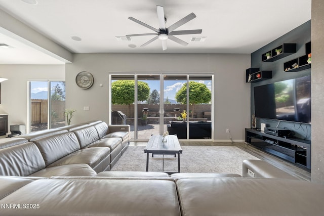 9435 Stony Hill Rd, Reno, NV 89521 - living room featuring wood finished floors and a ceiling fan