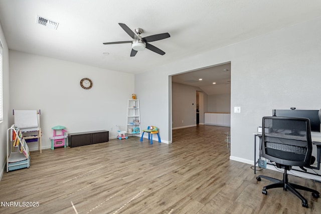 9435 Stony Hill Rd, Reno, NV 89521 - office area with a ceiling fan and light wood-type flooring