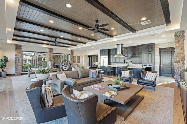 9435 Stony Hill Rd, Reno, NV 89521 - lobby with a wooden ceiling with exposed beams and a sink