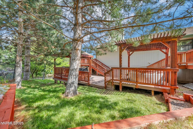 3279 Upland Ct, Carson City, NV 89703 - view of green lawn with a wooden deck
