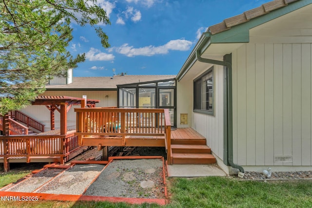 3279 Upland Ct, Carson City, NV 89703 - wooden deck with glass enclosure