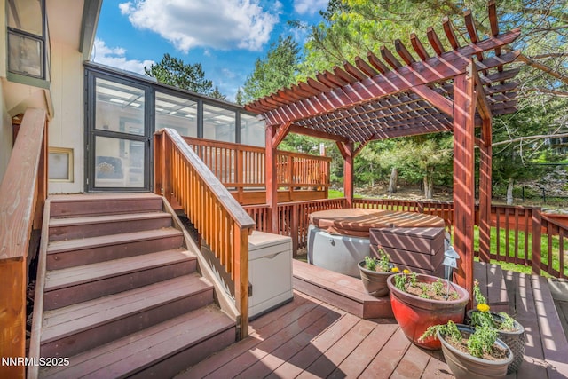 3279 Upland Ct, Carson City, NV 89703 - wooden terrace with a pergola and a sunroom