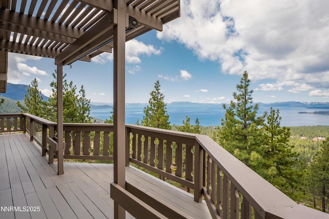 1459 Glarus Ct, Incline Village, NV 89451 - deck featuring a pergola and a water and mountain view
