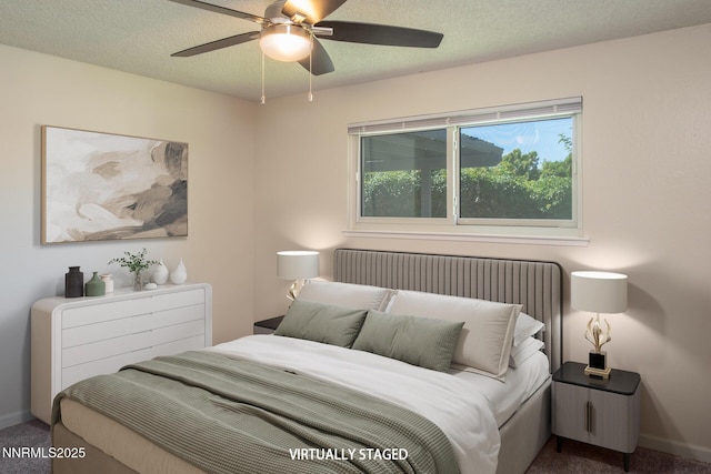 875 Camino Real Dr, Sparks, NV 89434 - carpeted bedroom featuring a textured ceiling and a ceiling fan
