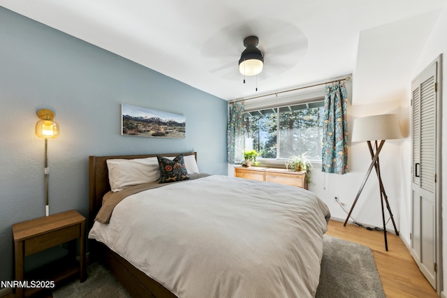 299 Chimney Rock Rd, Stateline, NV 89449 - bedroom with light wood-style floors and a ceiling fan