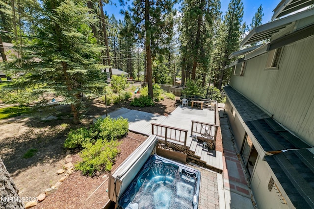 299 Chimney Rock Rd, Stateline, NV 89449 - view of pool with a wooden deck and a hot tub