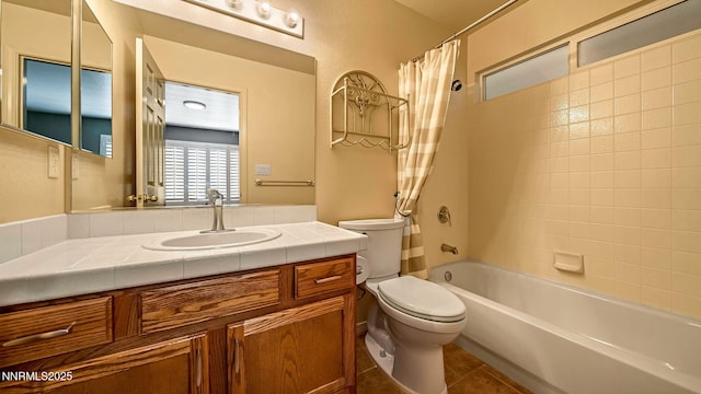 2015 Flycatcher Dr, Spanish Springs, NV 89441 - full bathroom with vanity, shower / bathtub combination with curtain, and tile patterned flooring