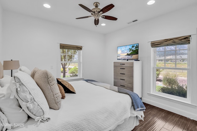 600 Artemesia Ln, Gardnerville, NV 89460 - bedroom featuring recessed lighting, wood finished floors, and ceiling fan
