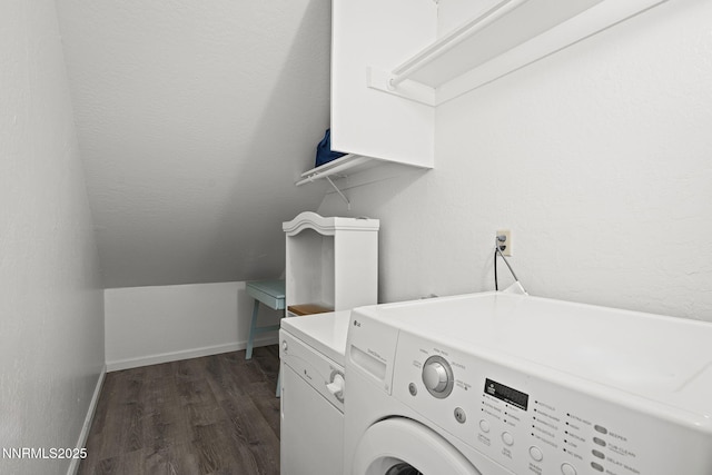 807 Alder Ave Unit 14, Incline Village, NV 89451 - laundry room featuring washing machine and dryer and dark wood finished floors
