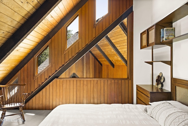 4275 Juniper Creek Rd, Reno, NV 89519 - carpeted bedroom with wooden walls and wooden ceiling