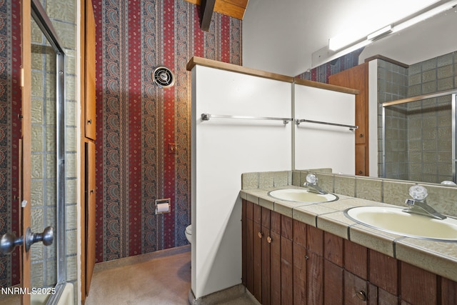 4275 Juniper Creek Rd, Reno, NV 89519 - full bathroom with double vanity and tiled shower