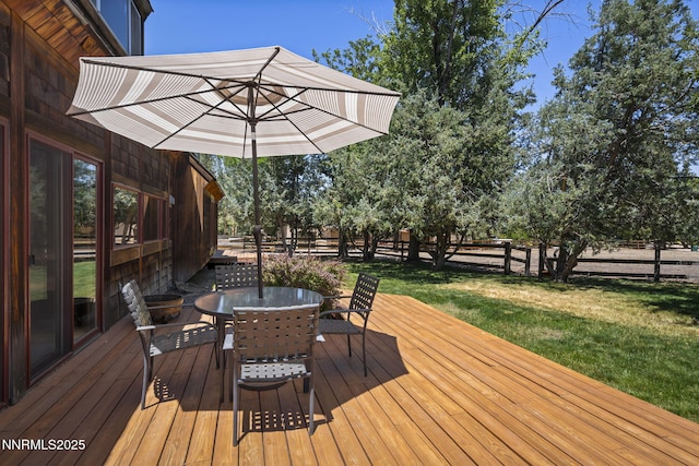 4275 Juniper Creek Rd, Reno, NV 89519 - wooden terrace with a fenced backyard and outdoor dining area