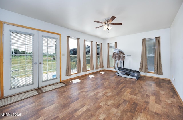 4625 Schurz Hwy, Fallon, NV 89406 - exercise area with wood finished floors, french doors, and ceiling fan