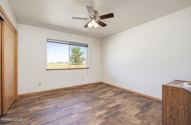 4625 Schurz Hwy, Fallon, NV 89406 - unfurnished bedroom with wood finished floors, a closet, and ceiling fan