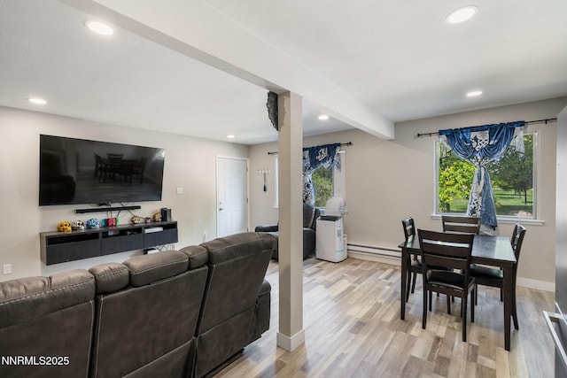 940 Jamaica Ave Unit 3, Reno, NV 89502 - living area featuring light wood finished floors, baseboard heating, and recessed lighting