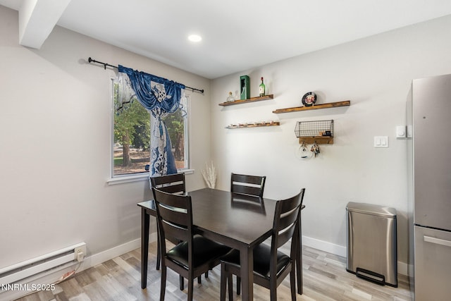 940 Jamaica Ave Unit 3, Reno, NV 89502 - dining room with baseboard heating, light wood-type flooring, and recessed lighting