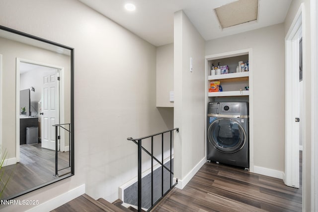 940 Jamaica Ave Unit 3, Reno, NV 89502 - washroom with washer / dryer and dark wood finished floors